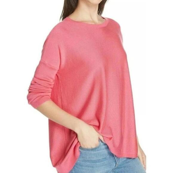 Eileen Fisher Medium Swing Knit Top Tencel Pink Long Sleeve NEW WITH TAGS - Picture 11 of 11